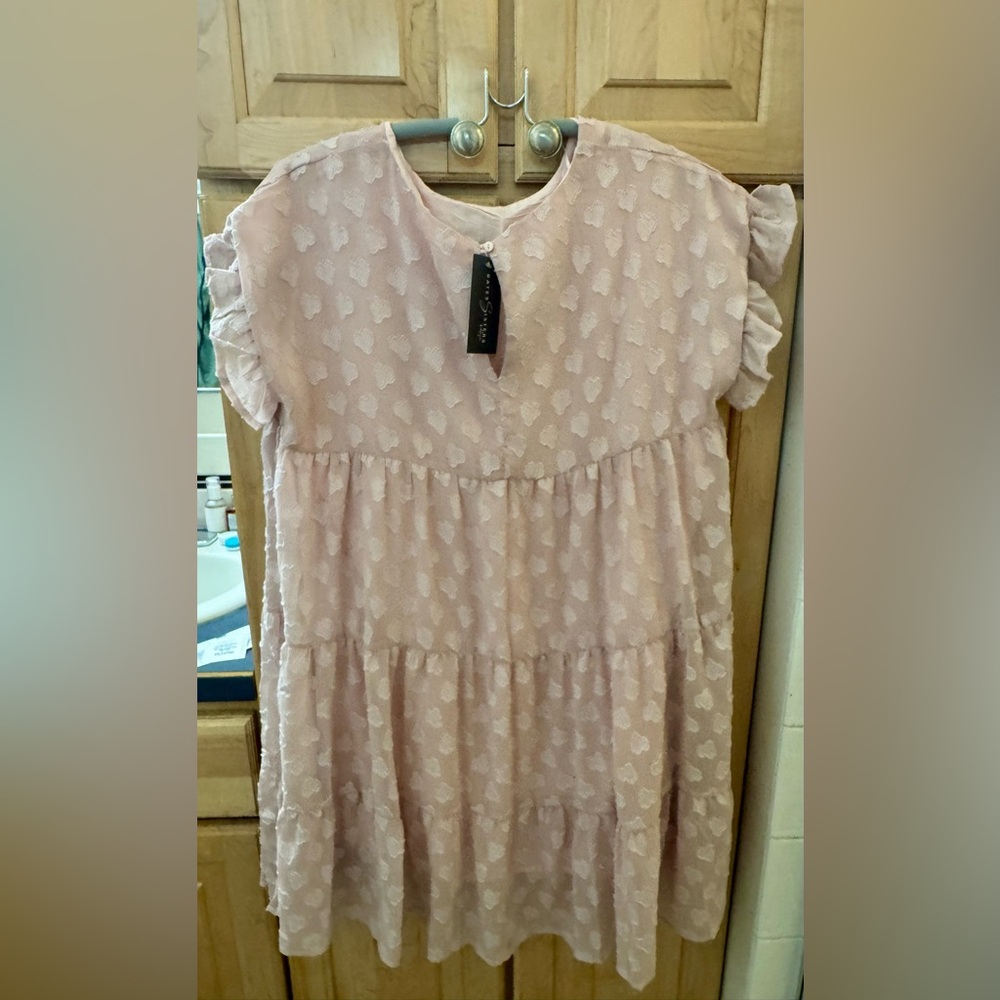 Aaron & Amber Pink Hearts Midi Dress. NWT